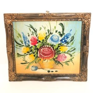 #1 Vintage Framed Original Floral Painting Art